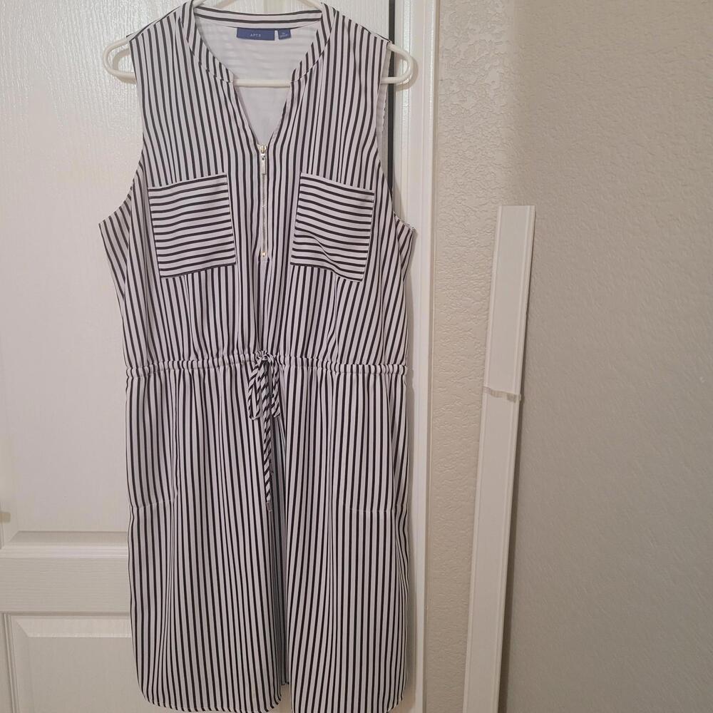 APT.9 Womens  Navy and White  Striped Shift Dress Size X-Large